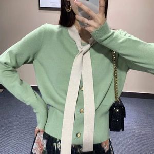 Korean Vintage Bow Collar Knit Cardigan